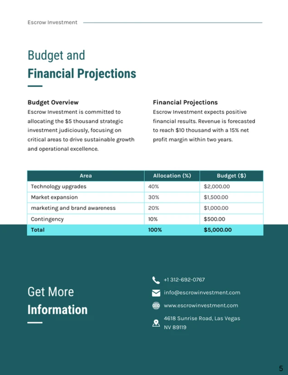 finance opportunity proposal template