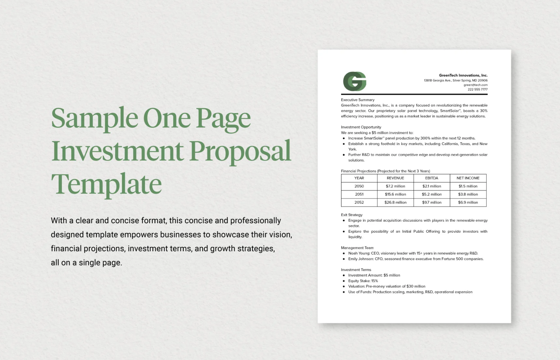 One Page Project Proposal One Page Project Proposal